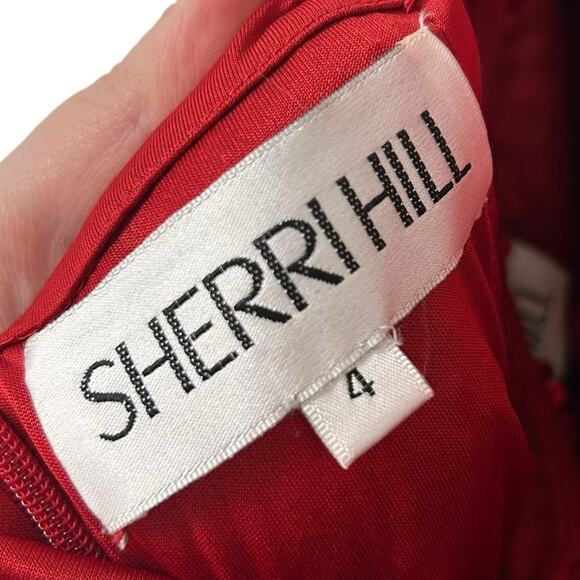 NWT Sherri Hill Red Sequin Striped Beaded Two Piece with Slit Skirt Womens 4 - Picture 7 of 8